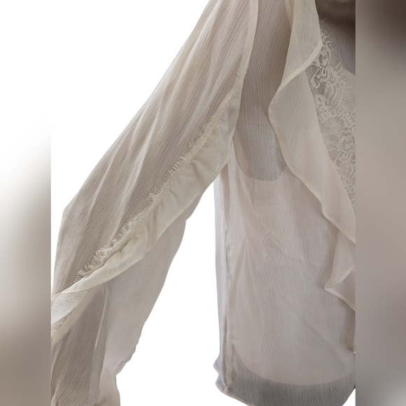 Simply Vera Vera Wang Sheer Lace Fairycore Ruffle Top Whimsical Blouse Size L - Picture 4 of 8